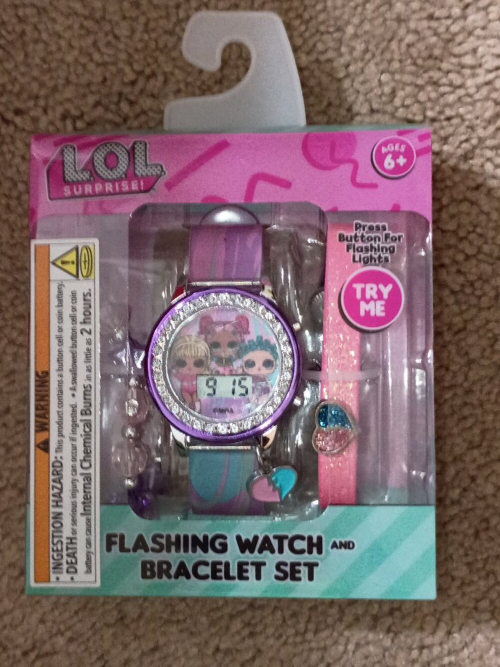 NWT LOL Surprise! Girl's Flashing LCD Ombre Silicone Watch & Matching Bracelets